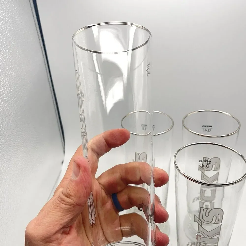 BECK’S  Set Of 4 Beer Glasses 0.4L Bar Pub Tall Glass Becks